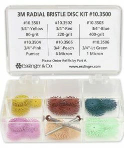 3M® Radial Bristle Disc 3/4 Inch Starter Kit Polishing Wheel Assortment 6 Grits With Mandrel