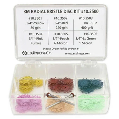 3M® Radial Bristle Disc 3/4 Inch Starter Kit Polishing Wheel Assortment 6 Grits With Mandrel 1 3M® Radial Bristle Disc 3/4 Inch Starter Kit Polishing Wheel Assortment 6 Grits With Mandrel