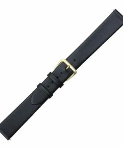 Watch Band 16mm Black Leather Smooth Classic Calf 8 3/4 Inch Length