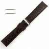 Brown Leather Watch Strap 22mm Padded Stitched Croco Grain 7 7/16 Inch Length