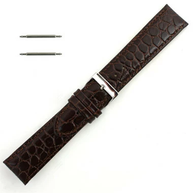Brown Leather Watch Strap 22mm Padded Stitched Croco Grain 7 7/16 Inch Length 1 Brown Leather Watch Strap 22mm Padded Stitched Croco Grain 7 7/16 Inch Length