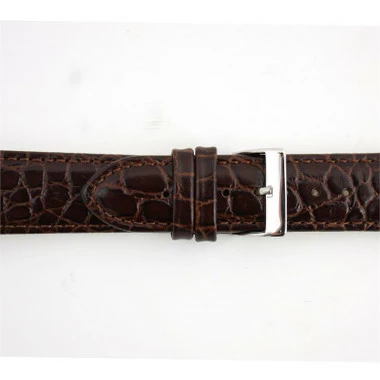 Brown Leather Watch Strap 22mm Padded Stitched Croco Grain 7 7/16 Inch Length 2 Brown Leather Watch Strap 22mm Padded Stitched Croco Grain 7 7/16 Inch Length - Image 2