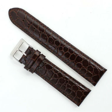 Brown Leather Watch Strap 22mm Padded Stitched Croco Grain 7 7/16 Inch Length 3 Brown Leather Watch Strap 22mm Padded Stitched Croco Grain 7 7/16 Inch Length - Image 3