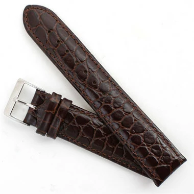 Brown Leather Watch Strap 22mm Padded Stitched Croco Grain 7 7/16 Inch Length 4 Brown Leather Watch Strap 22mm Padded Stitched Croco Grain 7 7/16 Inch Length - Image 4