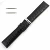 Black Leather Watch Strap 22mm Padded Stitched Croco Grain 7 7/16 Inch Length