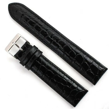 Black Leather Watch Strap 20mm Padded Stitched Croco Grain 7 7/16 Inch Length 4 Black Leather Watch Strap 20mm Padded Stitched Croco Grain 7 7/16 Inch Length - Image 4