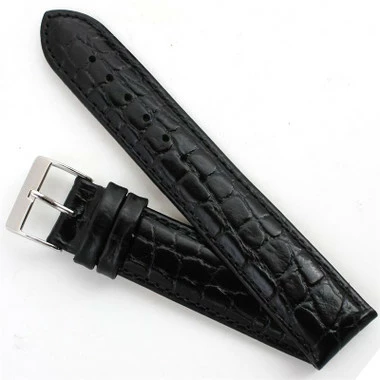 Black Leather Watch Strap 20mm Padded Stitched Croco Grain 7 7/16 Inch Length 5 Black Leather Watch Strap 20mm Padded Stitched Croco Grain 7 7/16 Inch Length - Image 5