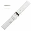 White Leather Watch Strap 18mm Padded Stitched Croco Grain 7 7/16 Inch Length
