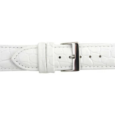 White Leather Watch Strap 18mm Padded Stitched Croco Grain 7 7/16 Inch Length 2 White Leather Watch Strap 18mm Padded Stitched Croco Grain 7 7/16 Inch Length - Image 2