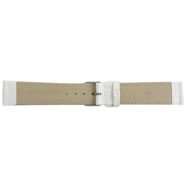 White Leather Watch Strap 18mm Padded Stitched Croco Grain 7 7/16 Inch Length 3 White Leather Watch Strap 18mm Padded Stitched Croco Grain 7 7/16 Inch Length - Image 3