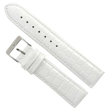 White Leather Watch Strap 18mm Padded Stitched Croco Grain 7 7/16 Inch Length 4 White Leather Watch Strap 18mm Padded Stitched Croco Grain 7 7/16 Inch Length - Image 4