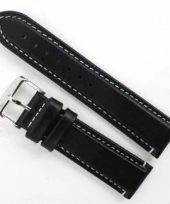 Waterproof Leather Watch Band 20mm Black With White Stitching 7 7/16 Inch Length -Cheap Watch Bands Store 105522photo4 61659.1659986006