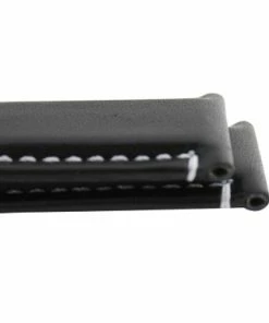 Waterproof Leather Watch Band 20mm Black With White Stitching 7 7/16 Inch Length -Cheap Watch Bands Store 105522photo6 56278.1659986006