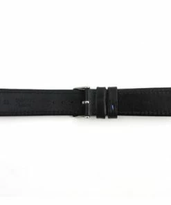 Waterproof Leather Watch Band 20mm Black With Blue Stitching 7 7/16 Inch Length -Cheap Watch Bands Store 105622photo3 60083.1659986006