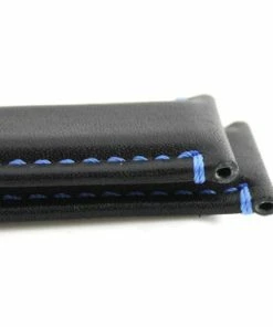 Waterproof Leather Watch Band 20mm Black With Blue Stitching 7 7/16 Inch Length -Cheap Watch Bands Store 105622photo6 09860.1659986006