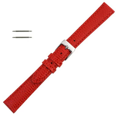 12mm Watch Band Red Lizard Grain Leather 6 7/8 Inch Length 1 12mm Watch Band Red Lizard Grain Leather 6 7/8 Inch Length