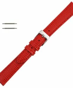 10mm Watch Band Red Lizard Grain Leather 6 7/8 Inch Length