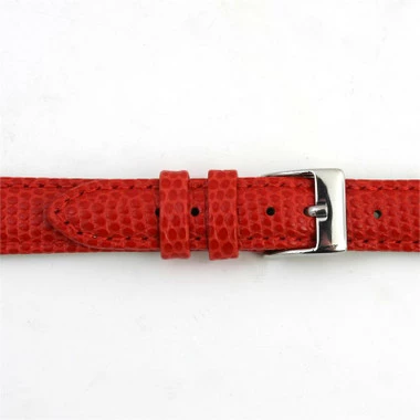12mm Watch Band Red Lizard Grain Leather 6 7/8 Inch Length 2 12mm Watch Band Red Lizard Grain Leather 6 7/8 Inch Length - Image 2