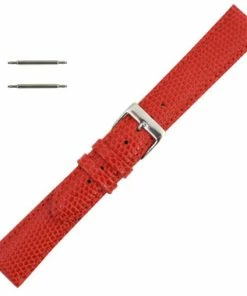 18mm Watch Band Red Lizard Grain Leather 7 1/2 Inch Length