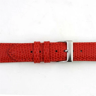 18mm Watch Band Red Lizard Grain Leather 7 1/2 Inch Length 2 18mm Watch Band Red Lizard Grain Leather 7 1/2 Inch Length - Image 2