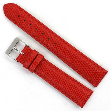 18mm Watch Band Red Lizard Grain Leather 7 1/2 Inch Length 4 18mm Watch Band Red Lizard Grain Leather 7 1/2 Inch Length - Image 4