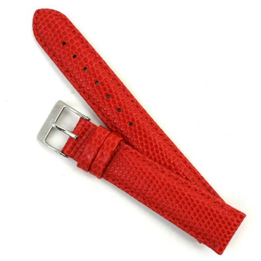 18mm Watch Band Red Lizard Grain Leather 7 1/2 Inch Length 5 18mm Watch Band Red Lizard Grain Leather 7 1/2 Inch Length - Image 5