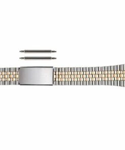 Hadley Roma Jubilee® Style Metal Watch Band Two Tone 20mm Curved End 6 1/2 Inch Length