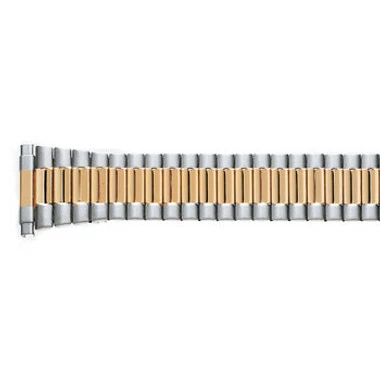 Oyster Style 6 3/4 To 12 Inch Length Expansion Tapered Metal Watch Band Two Tone 16 To 22mm Expandable Ends 1 Oyster Style 6 3/4 To 12 Inch Length Expansion Tapered Metal Watch Band Two Tone 16 To 22mm Expandable Ends