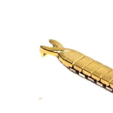 Ladies Watch Band 3mm Gold Tone Stainless Steel Fancy Style Expandable Band 5 7/8 Inch Length 3 Ladies Watch Band 3mm Gold Tone Stainless Steel Fancy Style Expandable Band 5 7/8 Inch Length - Image 3
