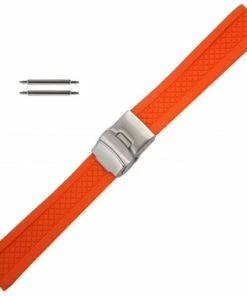 Silicone Watch Band Orange 20mm Sport Watch Band Rubber Jelly 7 7/16 Inch Length