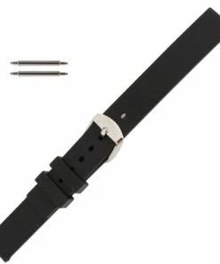 Black Silicone Watch Band 14mm Rubber Strap 7 1/4 Inch Length