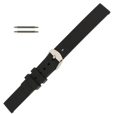 Black Silicone Watch Band 14mm Rubber Strap 7 1/4 Inch Length 1 Black Silicone Watch Band 14mm Rubber Strap 7 1/4 Inch Length