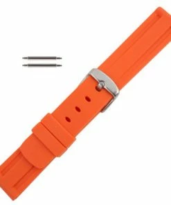 Silicone Watch Band 18mm Orange Sport Watch Band Rubber Jelly 7 5/8 Inch Length