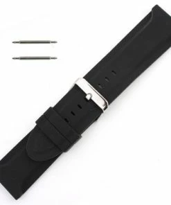 Black Silicone Watch Band 26mm Rubber Strap 8 Inch Length