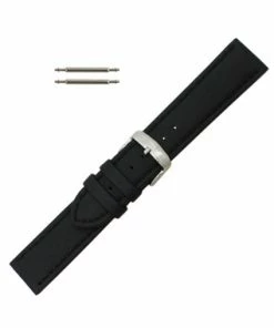 Hadley Roma Genuine Lorica® 24mm Black Watch Band Hypo Allergenic 7 13/16 Inch Length