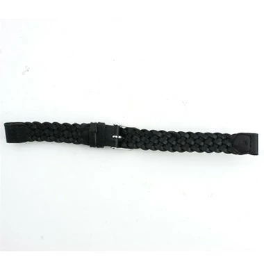 Braided Black 12mm Leather Watch Band 6 3/4 Inch Length 3 Braided Black 12mm Leather Watch Band 6 3/4 Inch Length - Image 3