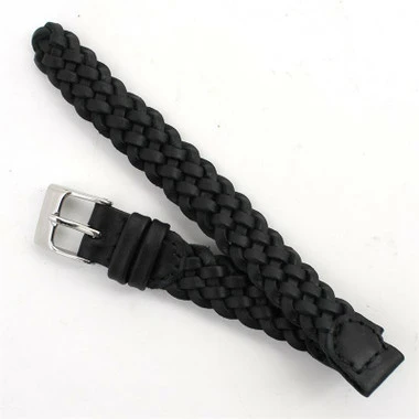 Braided Black 12mm Leather Watch Band 6 3/4 Inch Length 5 Braided Black 12mm Leather Watch Band 6 3/4 Inch Length - Image 5