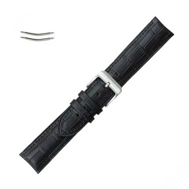 Curved Leather Watch Band 20mm Black Gator Grain 7 3/8 Inch Length 1 Curved Leather Watch Band 20mm Black Gator Grain 7 3/8 Inch Length
