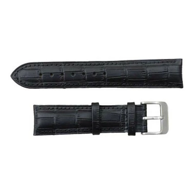Curved Leather Watch Band 18mm Black Gator Grain 7 3/8 Inch Length 2 Curved Leather Watch Band 18mm Black Gator Grain 7 3/8 Inch Length - Image 2