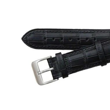 Curved Leather Watch Band 18mm Black Gator Grain 7 3/8 Inch Length 4 Curved Leather Watch Band 18mm Black Gator Grain 7 3/8 Inch Length - Image 4
