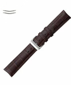 Curved Leather Watch Band 20mm Brown Gator Grain 7 3/8 Inch Length
