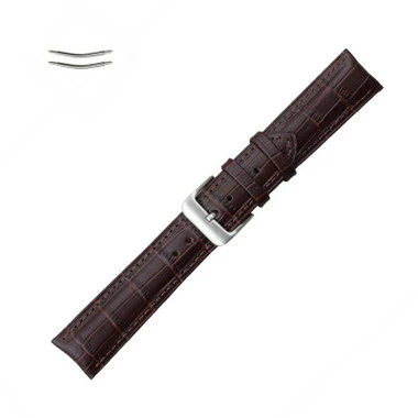 Curved Leather Watch Band 20mm Brown Gator Grain 7 3/8 Inch Length 1 Curved Leather Watch Band 20mm Brown Gator Grain 7 3/8 Inch Length