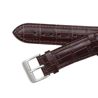 Curved Leather Watch Band 20mm Brown Gator Grain 7 3/8 Inch Length 4 Curved Leather Watch Band 20mm Brown Gator Grain 7 3/8 Inch Length - Image 4