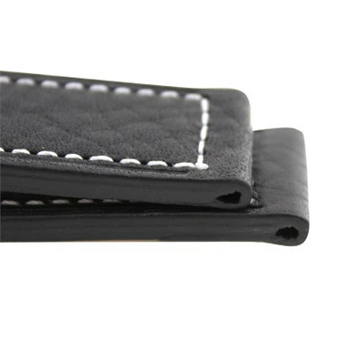 Black Leather Watch Band 22mm Thicker With White Stitching 7 3/4 Inch Length 6 Black Leather Watch Band 22mm Thicker With White Stitching 7 3/4 Inch Length - Image 6