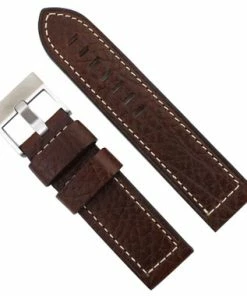 Brown Leather Watch Band 22mm Thicker With White Stitching 7 3/4 Inch Length -Cheap Watch Bands Store 82924photo3.1 70016.1659442679