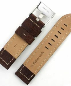 Brown Leather Watch Band 22mm Thicker With White Stitching 7 3/4 Inch Length -Cheap Watch Bands Store 82924photo5.1 79925.1659442679