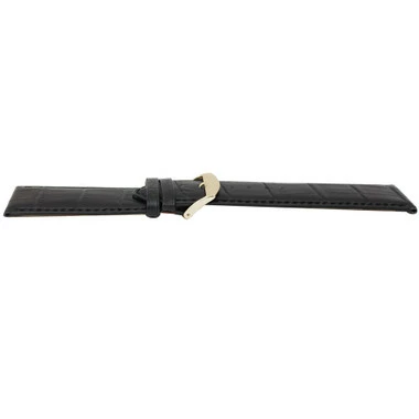 Leather Watch Band 24mm Black Leather Alligator Grain Extra Wide Band 7 5/8 Inch Length 2 Leather Watch Band 24mm Black Leather Alligator Grain Extra Wide Band 7 5/8 Inch Length - Image 2
