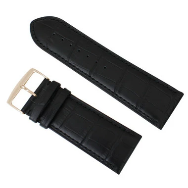 Leather Watch Band 24mm Black Leather Alligator Grain Extra Wide Band 7 5/8 Inch Length 3 Leather Watch Band 24mm Black Leather Alligator Grain Extra Wide Band 7 5/8 Inch Length - Image 3