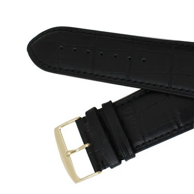 Leather Watch Band 24mm Black Leather Alligator Grain Extra Wide Band 7 5/8 Inch Length 4 Leather Watch Band 24mm Black Leather Alligator Grain Extra Wide Band 7 5/8 Inch Length - Image 4