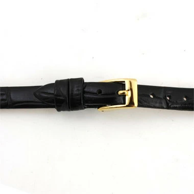 10mm Watch Band Black Leather Alligator Grain 6 15/16 Inch Length 2 10mm Watch Band Black Leather Alligator Grain 6 15/16 Inch Length - Image 2